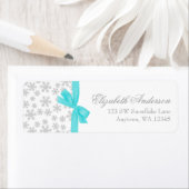 Silver Snowflakes Aquamarin Bow Address Labels (Insitu)