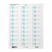 Silver Snowflakes Aquamarin Bow Address Labels (Vorne)