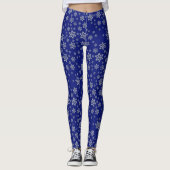 Silver Snowflakes auf Blue Winter Leggings (Vorderseite)