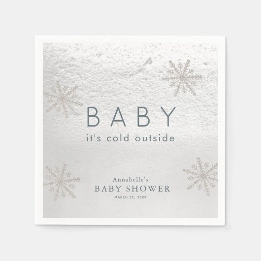 Silver Snowflakes Baby Dusche Serviette (Vorderseite)