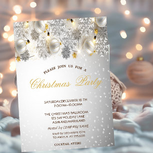 Silver Snowflakes, Balls Company Christmas Party Einladung