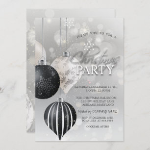 Silver Snowflakes, Balls Weihnachtsunternehmen Einladung