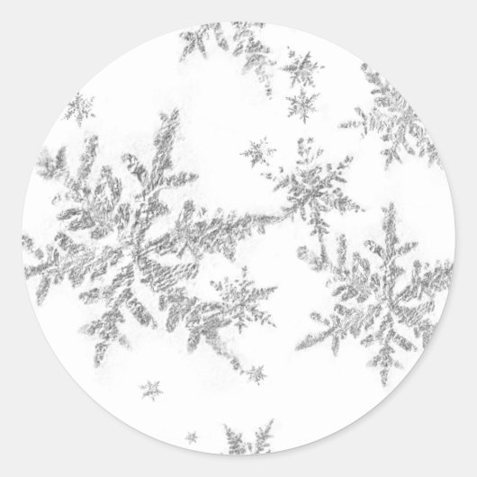 Silver Snowflakes Classic Round Sticker (Vorderseite)