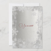 Silver Snowflakes Company Christmas Red Ribbon Einladung (Rückseite)