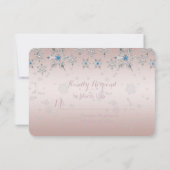 Silver Snowflakes Crystal Pearl Pink Wedding RSVP (Rückseite)