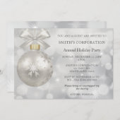 Silver Snowflakes Elegante Corporate Holiday Party Einladung (Vorne/Hinten)