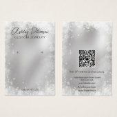 Silver Snowflakes festliche QR Code Ohrring-Anzeig (Vorne & Hinten)