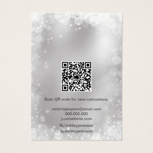 Silver Snowflakes festliche QR Code Ohrring-Anzeig (Rückseite)