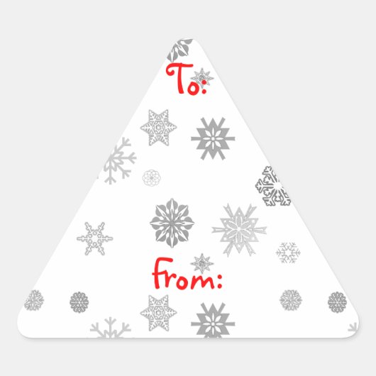 Silver Snowflakes Gift Tags Dreieckiger Aufkleber (Vorderseite)