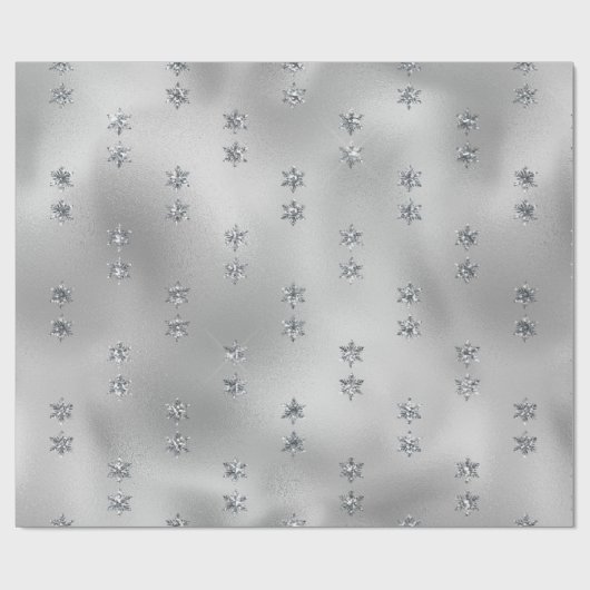 Silver Snowflakes Glitzer Weihnachtsfeiertag Geschenkpapier (Flach)