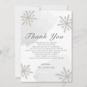Silver Snowflakes Gray Baby Dusche Danke Karte (Vorderseite)