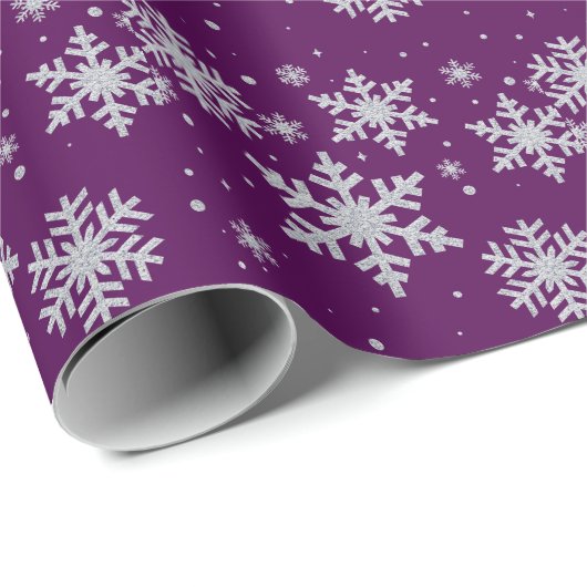 Silver Snowflakes Holiday Wrapping Paper Geschenkpapier (Rolleneckpunkt)