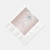 Silver Snowflakes Kristallwaren Pink Pearls Taufe Serviette (Ecke)