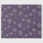 Silver Snowflakes Lila Muster Geschenkpapier (Flach)