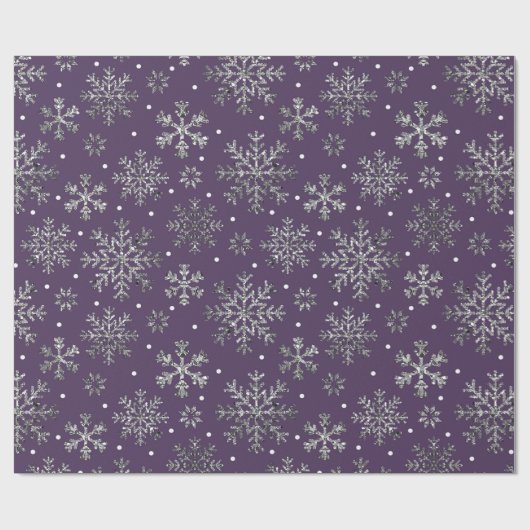 Silver Snowflakes Lila Muster Geschenkpapier (Flach)