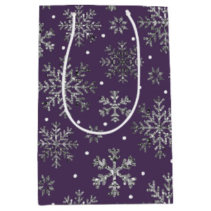 Silver Snowflakes Lila Muster Mittlere Geschenktüte