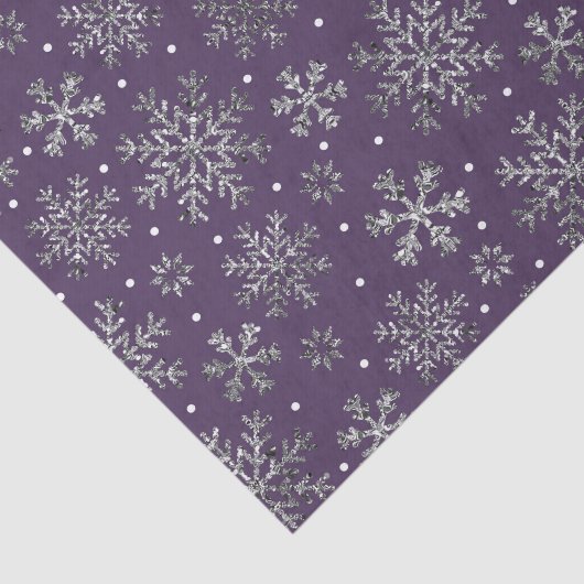 Silver Snowflakes Lila Muster Seidenpapier (Ausschnitt)