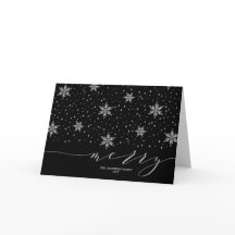 Silver Snowflakes Merry Christmas Holiday Greeting