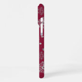 Silver snowflakes on dark red iPhone hülle (Linke Seite)