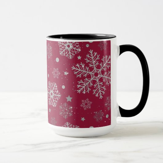 Silver snowflakes on dark red tasse (Rechts)