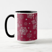 Silver snowflakes on dark red tasse (Links)