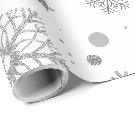 Silver snowflakes on white geschenkpapier (Rolleneckpunkt)