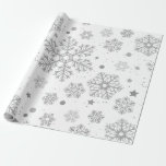 Silver snowflakes on white geschenkpapier<br><div class="desc">Hand- drawn silver snowflakes on a white background</div>