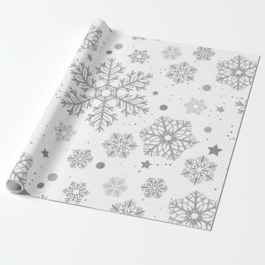 Silver snowflakes on white geschenkpapier (Ungerollt)