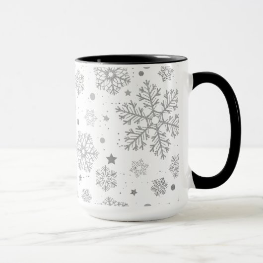 Silver snowflakes on white tasse (Rechts)
