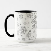 Silver snowflakes on white tasse (Links)