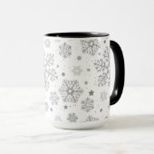 Silver snowflakes on white tasse (VorderseiteRechts)