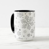 Silver snowflakes on white tasse (Vorderseite Links)