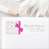 Silver Snowflakes Pink Bow Address Labels (Insitu)