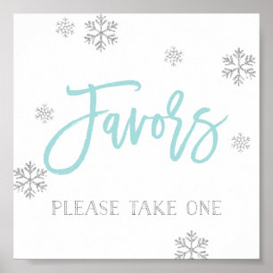 Silver Snowflakes und Blue Chic Fevor Sign Poster