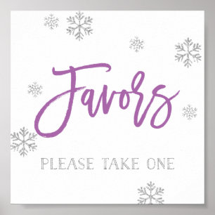 Silver Snowflakes und Lila Chic Fevor Sign Poster