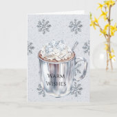 Silver Snowflakes Warme Wünsche Kakao Weihnachten Karte (Gelbe Blume)