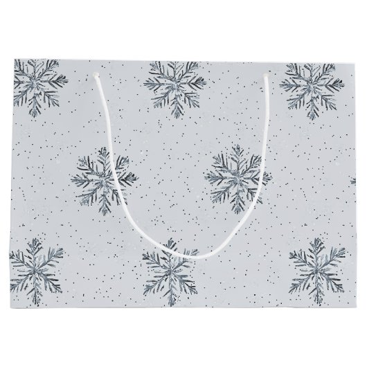 Silver Snowflakes Weihnachten Große Geschenktüte (Rückseite)