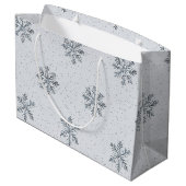Silver Snowflakes Weihnachten Große Geschenktüte (Rückseite Schrägansicht)