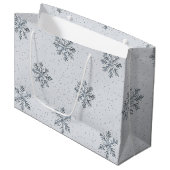 Silver Snowflakes Weihnachten Große Geschenktüte (Vorderseite Schrägansicht)