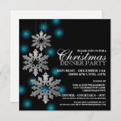 Silver Snowflakes Weihnachten Party Einladung (Vorne/Hinten)