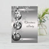 Silver Snowflakes Weihnachts-Party Einladung (Stehend Vorderseite)