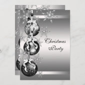 Silver Snowflakes Weihnachts-Party Einladung (Vorne/Hinten)