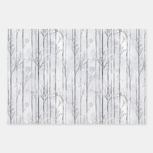 Silver Snowflakes Weihnachtsbaumzweige Geschenkpapier Set (Vorderseite 3)