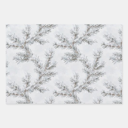 Silver Snowflakes Weihnachtsbaumzweige Geschenkpapier Set (Vorderseite 2)