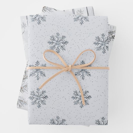 Silver Snowflakes Weihnachtsbaumzweige Geschenkpapier Set (Beispiel)