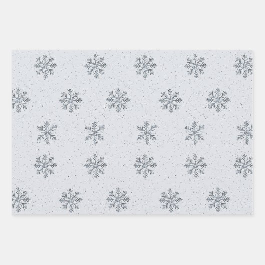 Silver Snowflakes Weihnachtsbaumzweige Geschenkpapier Set (Vorderseite)