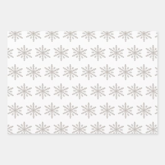 Silver Snowflakes & White Snow Winter Geschenkpapier Set (Vorderseite)