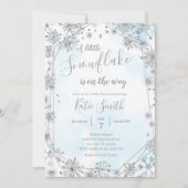 Silver Snowflakes Winter auf dem Weg Babydusche I Einladung (Vorderseite)