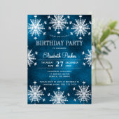 Silver snowflakes winter luxury birthday party folieneinladung (Stehend vorne)