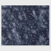 Silver Snowflakes Winter Metallic Blauer Weihnacht Geschenkpapier (Flach)